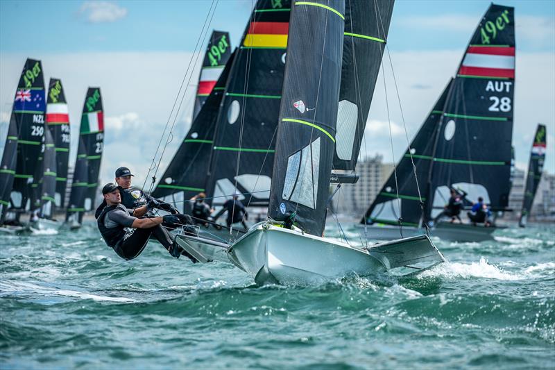 49er and 49erFX Europeans at La Grande Motte Day 1 photo copyright YCGM / Didier Hillaire taken at Yacht Club de la Grande Motte and featuring the 49er class