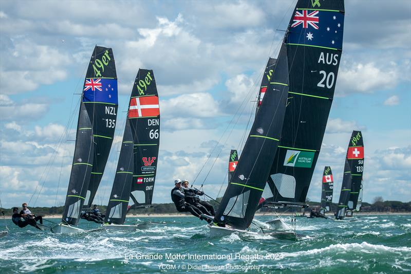 Jim Colley and Shaun Connor during the 49er Europeans at La Grande Motte photo copyright YCGM / Didier Hillaire taken at Yacht Club de la Grande Motte and featuring the 49er class