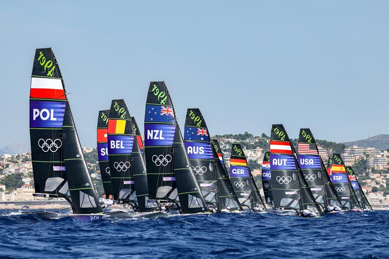 49er racing on July 30 in Marseille at the Paris 2024 Olympic Regatta - photo © World Sailing / Sander van der Borch