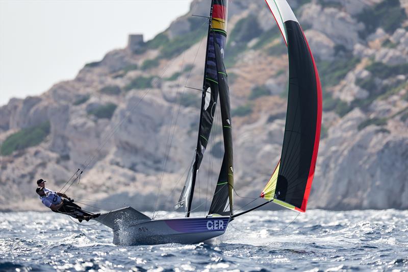 49er racing on July 30 in Marseille at the Paris 2024 Olympic Regatta - photo © World Sailing / Sander van der Borch