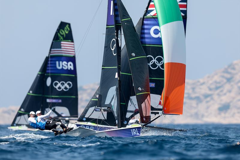 Robert Dickson & Sean Waddilove (IRL) - Medal race - Men's Skiff - Paris Olympic Sailing in Marseille, France August 2, 2024 - photo © World Sailing / Sander van der Borch
