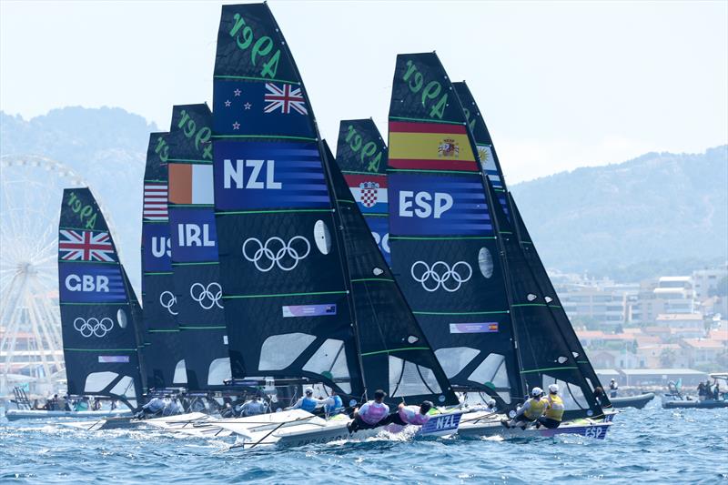 Start - Medal Race - Men's Skiff - 49er - Paris 2024 Olympic Sailing - Marseille, August 2, 2024 - photo © World Sailing / Sander van der Borch