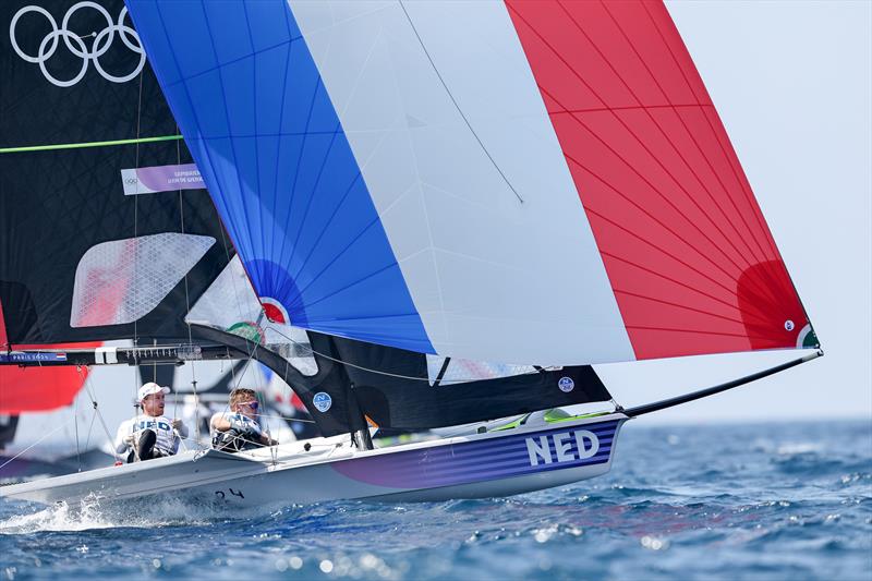 Bart Lambrieux/Flois van de Werken (NED) - Medal race - Men's Skiff - 49er - Paris 2024 Olympic Sailing - Marseille, August 2, 2024 photo copyright World Sailing / Sander van der Borch taken at  and featuring the 49er class