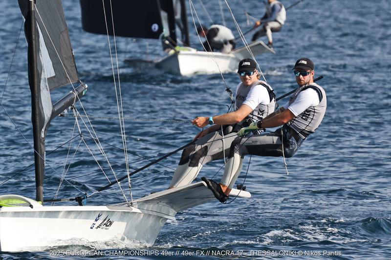2025 49er, 49erFX, and Nacra 17 European Championships Day 3 photo copyright Nikos Pantis taken at Nautical Club of Thessaloniki and featuring the 49er class