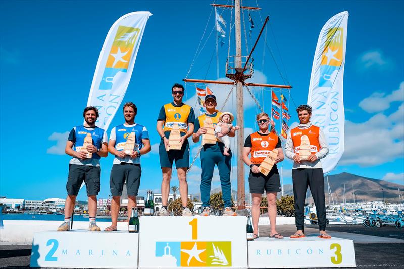 49er podium - Lanzarote International Regatta 2026 - photo © Sailing Energy / Lanzarote Sailing Center