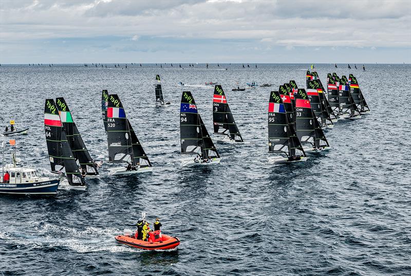 race 10 start - 2026 49er Worlds at Quiberon -  Day 5 - May 16, 2026 photo copyright Sailing Energy taken at Institut National du Nautisme and featuring the 49er class