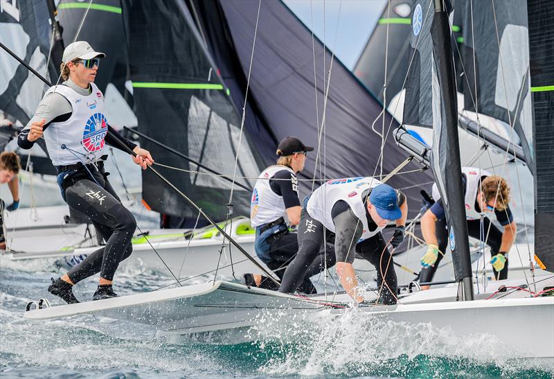 Jakob Meggendorter, Andreas Spranger (GER) with Menzies and Lee Rush (NZL) - 2026 49er Worlds at Quiberon -  Day 5 - May 16, 2026 - photo © Sailing Energy