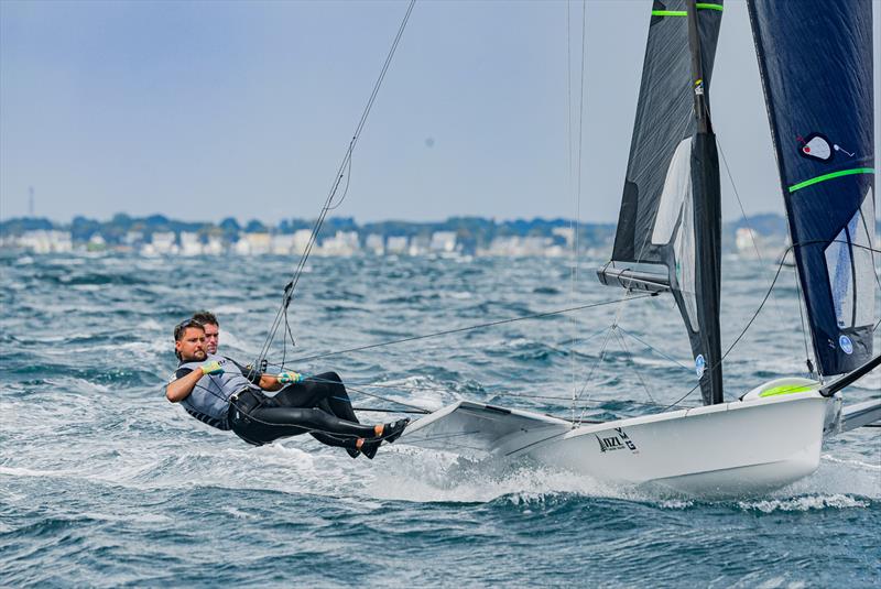 Matthias Coutts and Oscar Gunn (NZL) - 2026 49er Worlds at Quiberon -  Day 3 - May 14, 2026 - photo © Sailing Energy