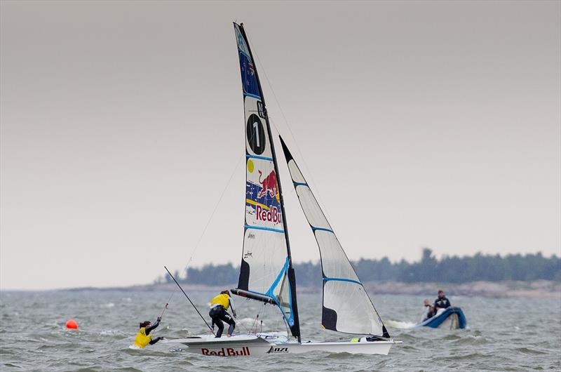 Medal race day in the Seiko 49er & 49erFX Europeans in Helsinki photo copyright Mick Andersn / www.sailingpix.dk taken at  and featuring the 49er FX class