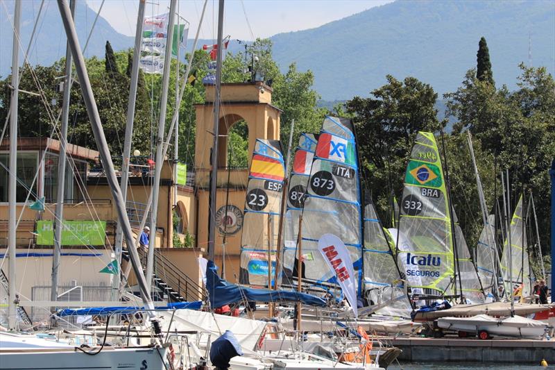 All set for the Eurosaf Champions Sailing Cup at Lake Garda photo copyright Elena Giolai taken at Fraglia Vela Riva and featuring the 49er FX class