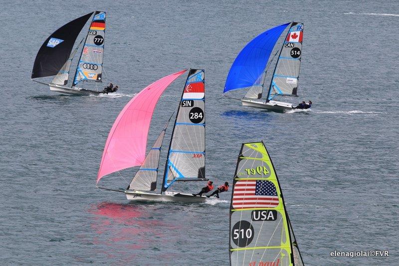 Eurosaf Champions Sailing Cup Leg 2 at Lake Garda day 4 photo copyright Elena Giolai taken at Fraglia Vela Riva and featuring the 49er FX class