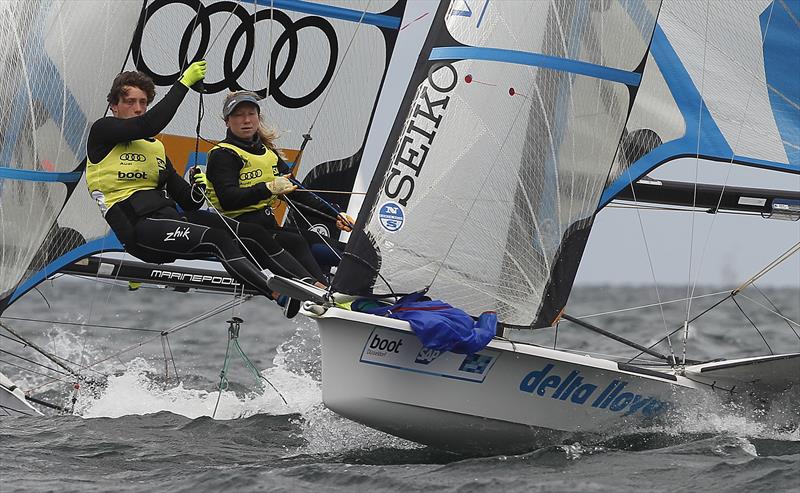 Annemiek Bekkering and Daniel Bramervaer (NED) dominate as a mixed team in the 49erFX on day 5 of Kieler Woche 2015 photo copyright Otto Kasch / Kieler Woche taken at Kieler Yacht Club and featuring the 49er FX class