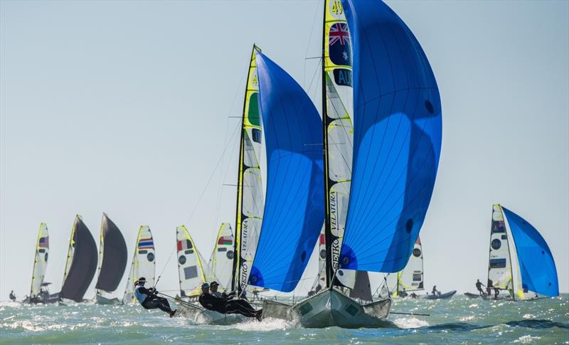 Racing on day 5 of the Nacra 17, 49er & 49erFX Worlds in Clearwater, Florida - photo © Jen Edney / EdneyAP / 49er Class