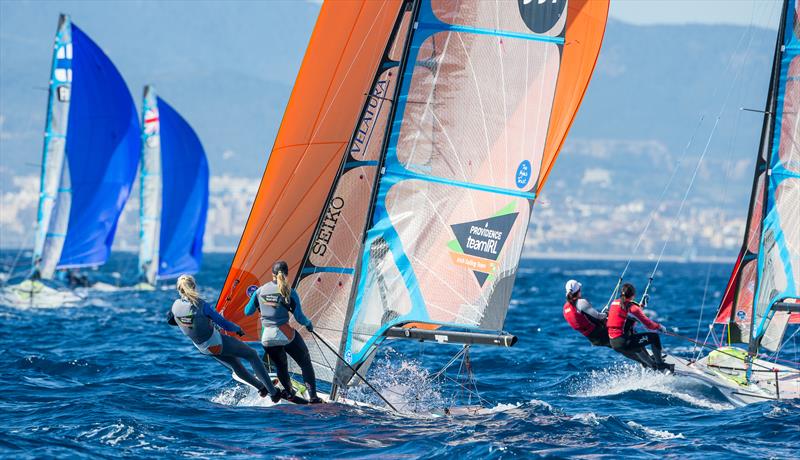 Andrea Brewster & Saskia Tidey on day 3 of the 47 Trofeo Princesa Sofía IBEROSTAR photo copyright David Branigan / Oceansport taken at Club Nàutic S'Arenal and featuring the 49er FX class