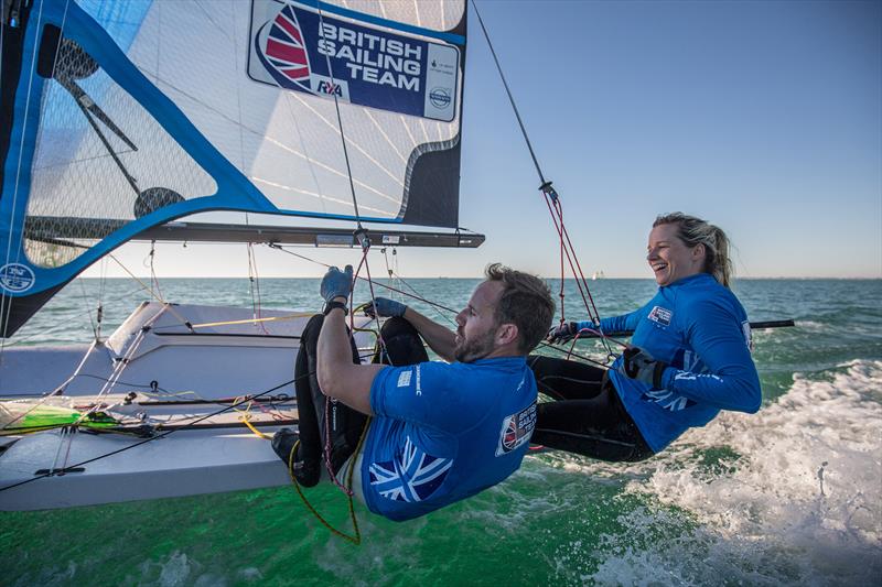 Hannah Mills & Alain Sign photo copyright British Sailing Team taken at RYA Cymru-Wales and featuring the 49er FX class