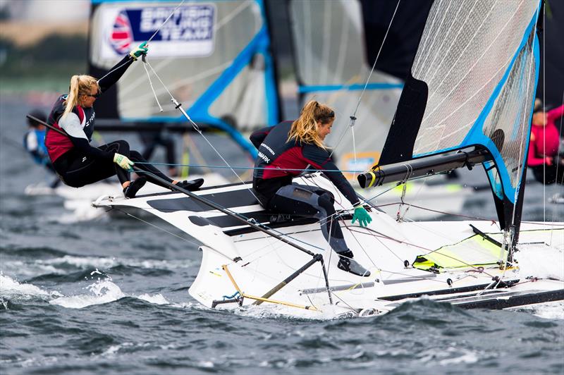 49er FX Europeans at Kiel day 5 photo copyright Pedro Martinez / Sailing Energy taken at Kieler Yacht Club and featuring the 49er FX class