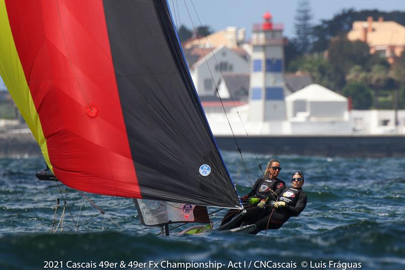 Cascais 49er & 49erFx Championship final day photo copyright Luis Fráguas taken at Clube Naval de Cascais and featuring the 49er FX class