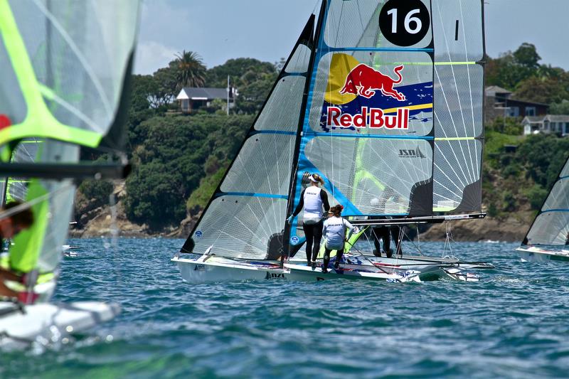 Oceanbridge NZL Sailing Regatta, Day 3, February 5, 2018, Murrays Bay SC photo copyright Richard Gladwell taken at Murrays Bay Sailing Club and featuring the 49er FX class