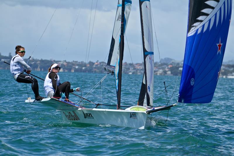 Oceanbridge NZL Sailing Regatta, Day 3, February 5, 2018, Murrays Bay SC photo copyright Richard Gladwell taken at Murrays Bay Sailing Club and featuring the 49er FX class