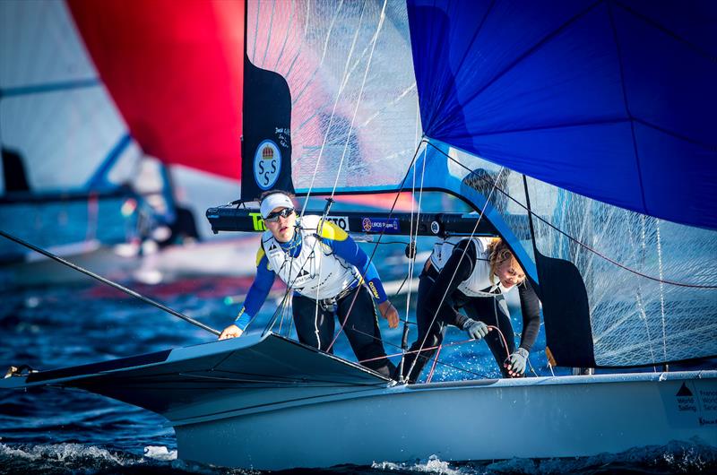 2018 World Cup Series Hyères Day 3 photo copyright Jesus Renedo / Sailing Energy taken at  and featuring the 49er FX class