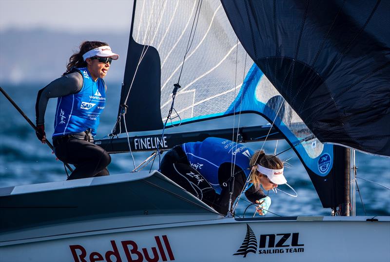 Medal Racing - Sailing World Cup Hyeres, April 28, 2018 photo copyright Jesus Renedo / Sailing Energy taken at  and featuring the 49er FX class