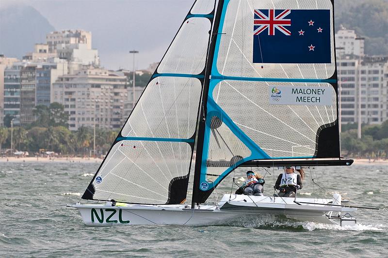 Alex Maloney and Molly Meech (NZL) 4 - Start of the Medal Race 49erFX - Rio Olympic Regatta photo copyright Richard Gladwell taken at  and featuring the 49er FX class