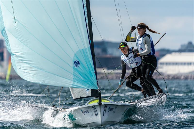 Amelia Stabback (L) / Ella Clark -  Day 3 - Hempel Sailing World Championships, Aarhus, Denmark - photo © Beau Outteridge