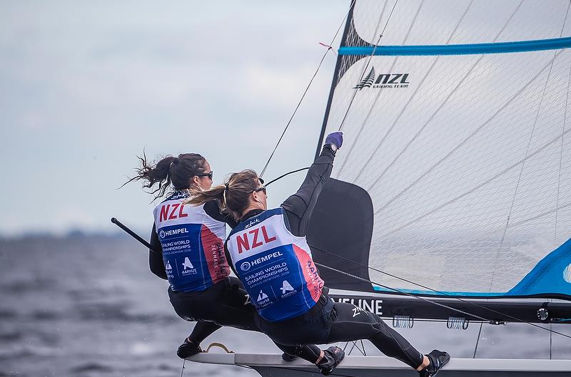 Alex Maloney and Molly Meech (NZL) 49er FX - Day 4 - Hempel Sailing World Championships, Aarhus - August 2018 - photo © Sailing Energy / World Sailing