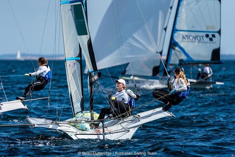 Amelia Stabback and Ella Clark - 2018 World Championships Aarhus photo copyright Beau Outteridge taken at  and featuring the 49er FX class