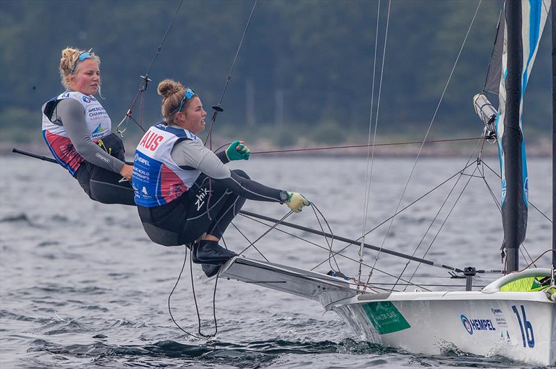 Natasha Bryant and Annie Wilmot - 2018 World Championships Aarhus photo copyright Sailing Energy taken at  and featuring the 49er FX class
