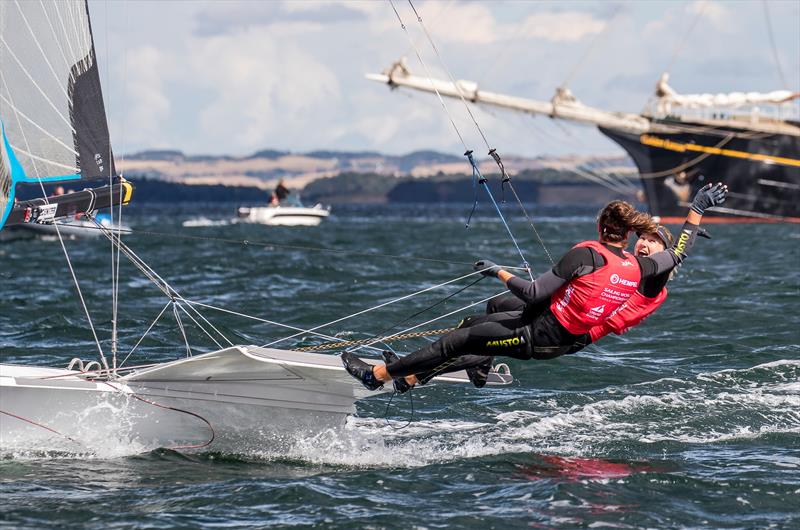 Annemiek Bekkering / Annette Duetz (NED) - 49erFX - Day 11 -  Hempel Sailing World Championships, Aarhus, Denmark - August 2018 photo copyright Sailing Energy taken at  and featuring the 49er FX class