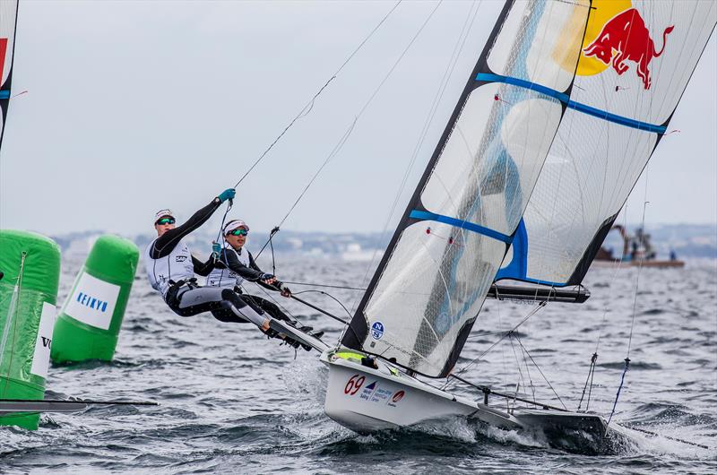 NZL 49erFX - Day 1 - Sailing World Cup - Enoshima photo copyright Jesus Renedo / Sailing Energy / World Sailing taken at  and featuring the 49er FX class