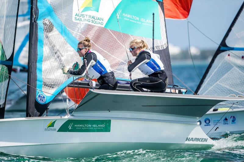 Natasha Bryant and Annie Wilmot - 2019 Hempel World Cup Series Miami photo copyright Sailing Energy / World Sailing taken at  and featuring the 49er FX class