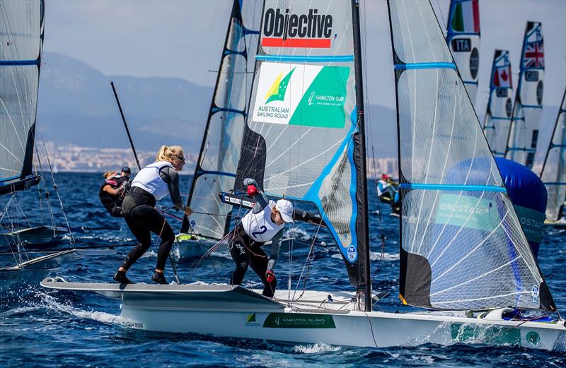 Natasha Bryant and Annie Wilmot get amongst the 49erFX action - Princess Sofia Trophy - photo © Sailing Energy