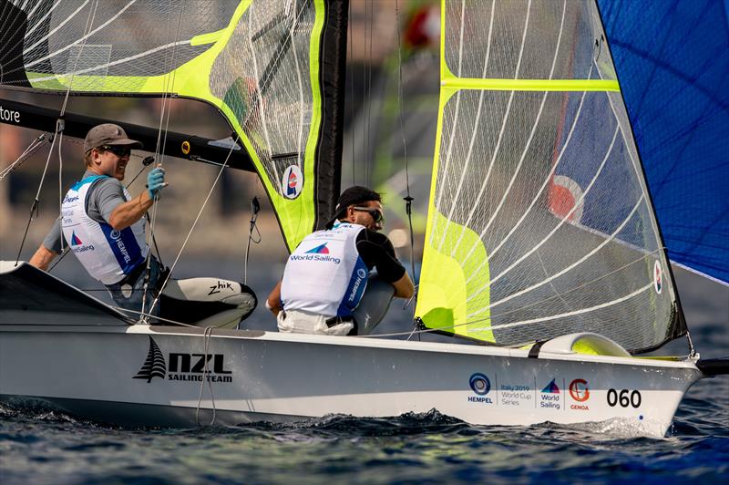 Peter Burling and Blair Tuke - 49er  - NZL- Day 4 - Hempel Sailing World Cup - Genoa - April 2019 - photo © Jesus Renedo / Sailing Energy