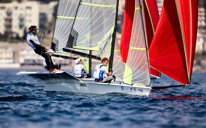 Logan Dunning Beck and Oscar Gunn - 49er - NZL- Day 4 - Hempel Sailing World Cup - Genoa - April 2019 photo copyright Jesus Renedo / Sailing Energy taken at Yacht Club Italiano and featuring the 49er FX class