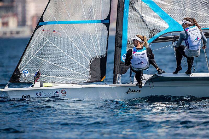 Alex Maloney and Molly Meech- 49erFX- NZL- Day 6 - Hempel Sailing World Cup - Genoa - April 2019 - photo © Jesus Renedo / Sailing Energy