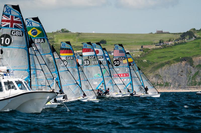 49er FX fleet - 2019 Volvo 49er, 49erFX and Nacra 17 European Championships - photo © Drew Malcolm