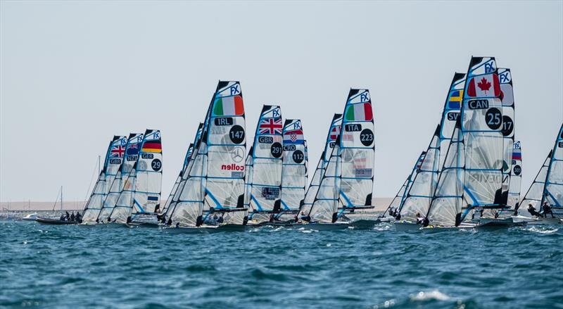 Start - 49er FXEuropean Championship - Weymouth - Day 3 photo copyright Drew Malcolm taken at Weymouth & Portland Sailing Academy and featuring the 49er FX class