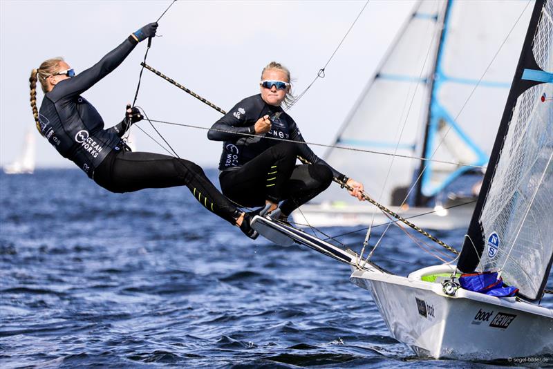 Swedish 49erFX crew during Kiel Week part 2 photo copyright Christian Beeck taken at Kieler Yacht Club and featuring the 49er FX class