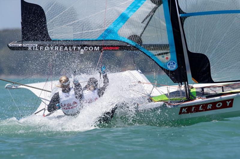 Stephanie Roble and Maggie Shea (USA) - Hyundai 49er, 49erFX & Nacra 17 Oceania Championship - Day 1 photo copyright Matias Capizzano taken at Royal Akarana Yacht Club and featuring the 49er FX class