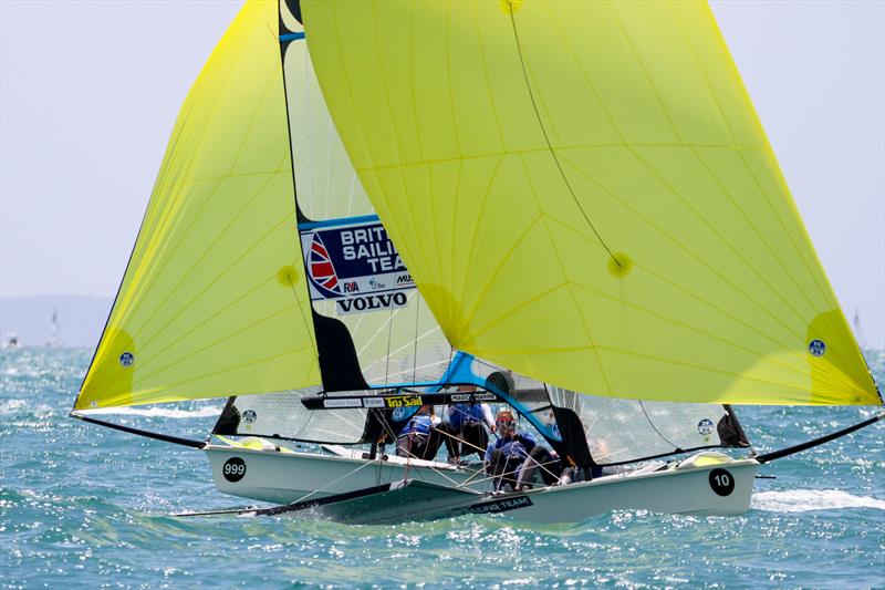 Paris Henken, Anna Tobias (USA) - series leader - 49er FX - Hyundai Worlds - Day 2 , December 4,  2019, Auckland NZ photo copyright Richard Gladwell / Sail-World.com taken at Royal Akarana Yacht Club and featuring the 49er FX class