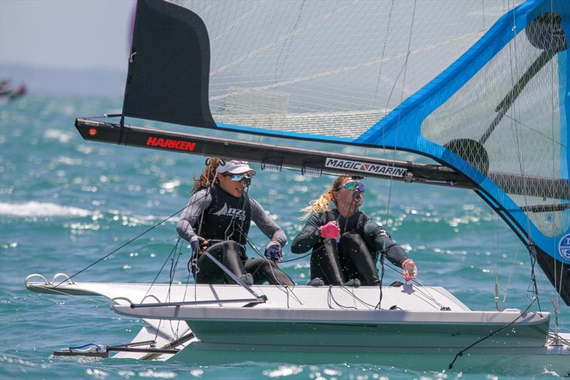 Alex Maloney and Molly Meech (NZL) - 49er FX - Hyundai Worlds - Day 2 , December 4, 2019, Auckland NZ photo copyright Richard Gladwell / Sail-World.com taken at Royal Akarana Yacht Club and featuring the 49er FX class