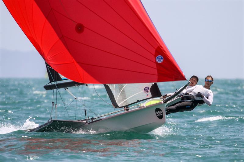 49er FX - Aleksandra Melzacka and Kinga (POL) - winner race 2 - Hyundai Worlds - Day 2 , December 4, 2019, Auckland NZ photo copyright Richard Gladwell / Sail-World.com taken at Royal Akarana Yacht Club and featuring the 49er FX class