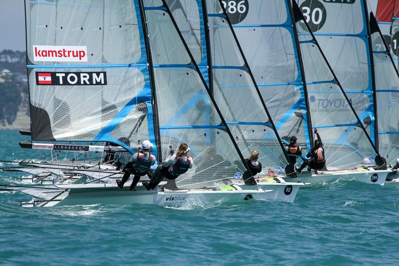 49er FX - Hyundai Worlds - Day 2 , December 4, 2019 , Auckland NZ photo copyright Richard Gladwell / Sail-World.com taken at Royal Akarana Yacht Club and featuring the 49er FX class