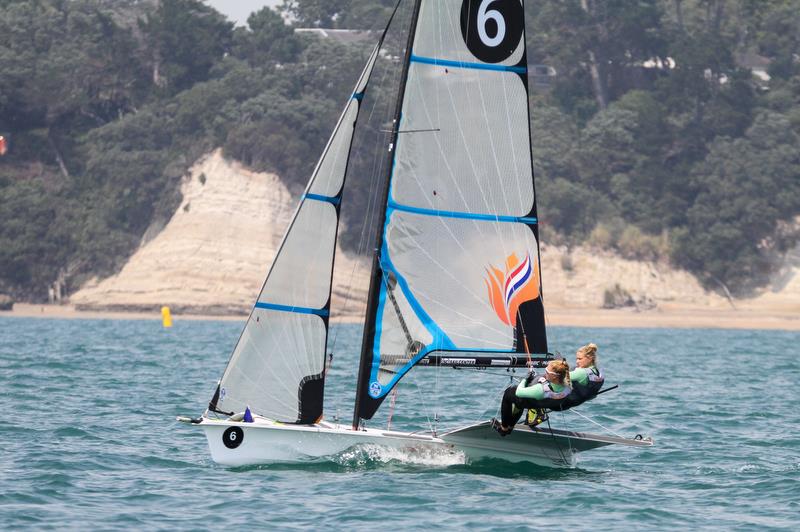 Odile van Aanholt and Cecile Janmaat (NED) - 49er FX - Hyundai Worlds - Day 4, December 6, , Auckland NZ - photo © Richard Gladwell / Sail-World.com