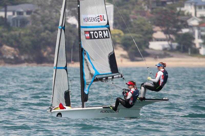 Anne-Julie Schutt & Iben Nielsby (DEN) - 49er FX - Hyundai Worlds - Day 4, December 6, , Auckland NZ photo copyright Richard Gladwell / Sail-World.com taken at Royal Akarana Yacht Club and featuring the 49er FX class