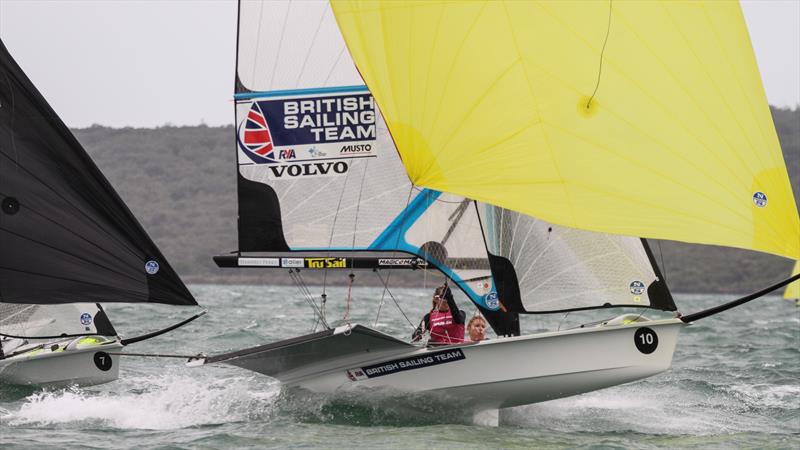 Dobson and Tidey (GBR) pull off a narrow win in the Medal Race - 49er FX - Hyundai Worlds  - December 2019 photo copyright Richard Gladwell / Sail-World.com taken at Royal Akarana Yacht Club and featuring the 49er FX class