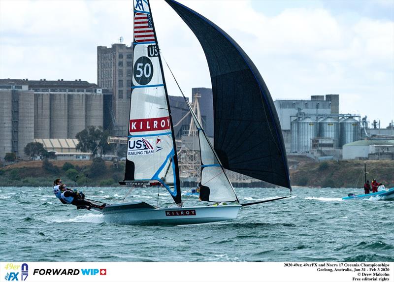 Race Day 4. The Oceania Championship will serve as the warm up event for the World Championships in Geelong, Australia photo copyright Drew Malcolm taken at  and featuring the 49er FX class