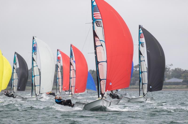 Paris Henken and Anna Tobias - 49er, 49er FX & Nacra 17 2020 World Championships, day 3 photo copyright Adam Mustill taken at Royal Geelong Yacht Club and featuring the 49er FX class